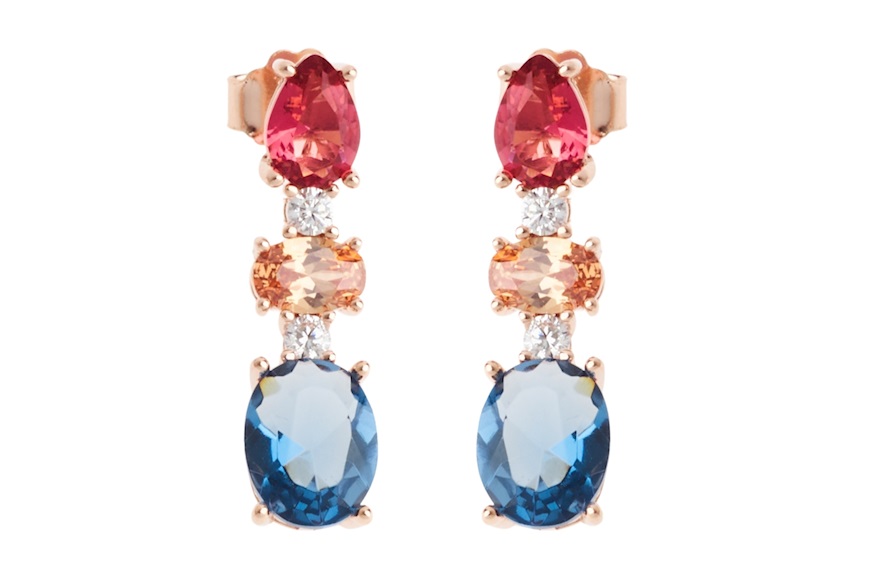 Orecchini argento rosè con zirconi multicolore Sovrani