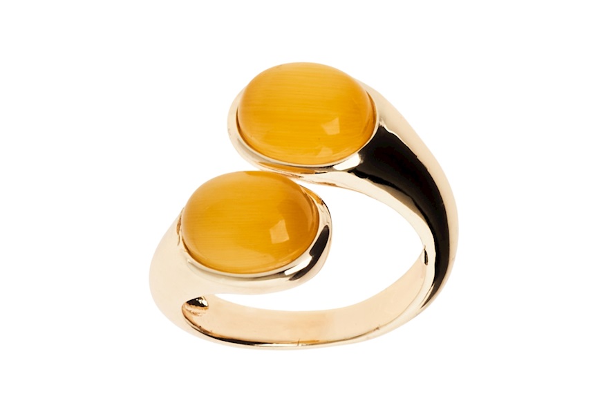 Ring Crystal Magic brass in golden brass with yellow cat's eye Sovrani