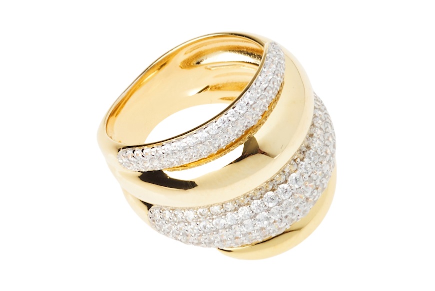 Anello argento finitura oro con cubic zirconia Sovrani