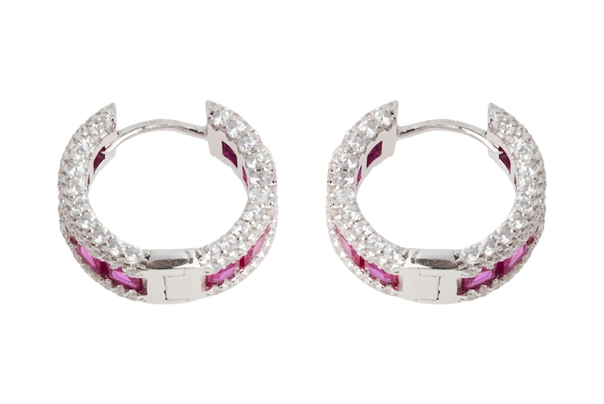 Orecchini argento con cubic zirconia e zirconi rubino Sovrani