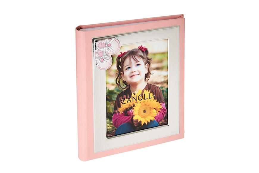 Album Baby shoes pvd Silver pink with picture frame Selezione Zanolli