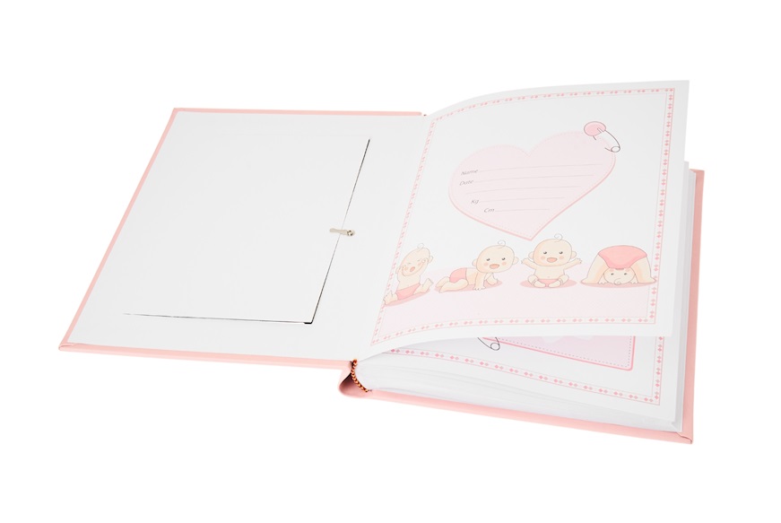 Album Baby shoes pvd Silver pink with picture frame Selezione Zanolli
