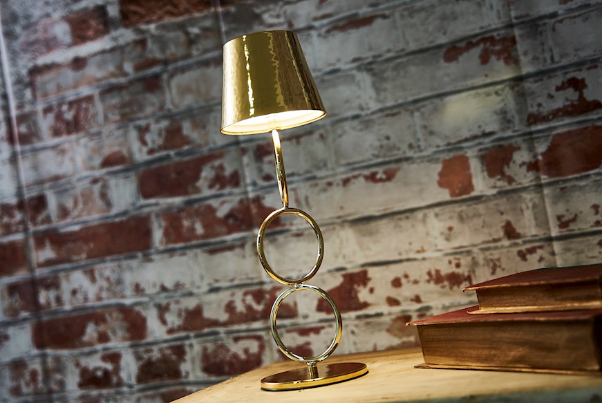 Lampada Mizar dorata con stelo ad anello Selezione Zanolli