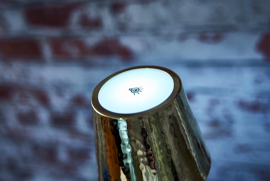 Lampada Mizar dorata con stelo ad anello Selezione Zanolli