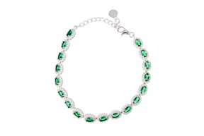 Bracelet silver with white and emerald zircons Sovrani
