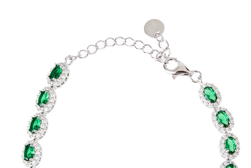 Bracelet silver with white and emerald zircons Sovrani