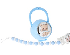 Set spilla e box portaciuccio Orsetto celeste (2 pezzi) Selezione Zanolli