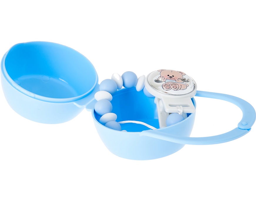 Set spilla e box portaciuccio Orsetto celeste (2 pezzi) Selezione Zanolli