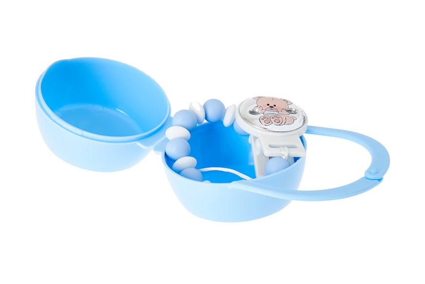 Set spilla e box portaciuccio Orsetto celeste Selezione Zanolli