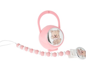 Set spilla e box portaciuccio Orsetto rosa (2 pezzi) Selezione Zanolli