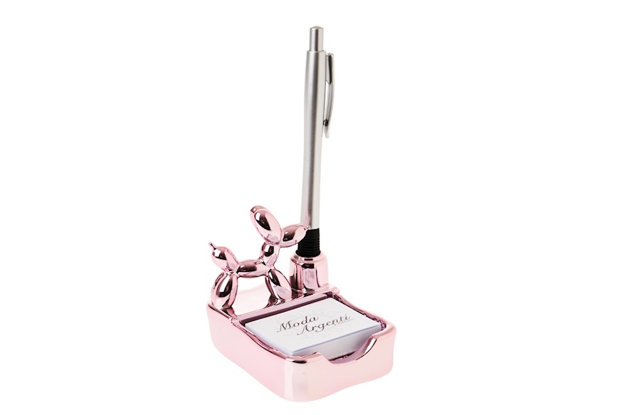 Post-it holder Balloon dog fuchsia with pen Selezione Zanolli