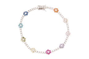 Tennis bracelet Flower silver and multicolored zircons Selezione Zanolli