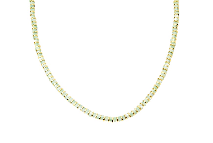 Collana argento dorato con tondi in ceramica verde acqua Selezione Zanolli