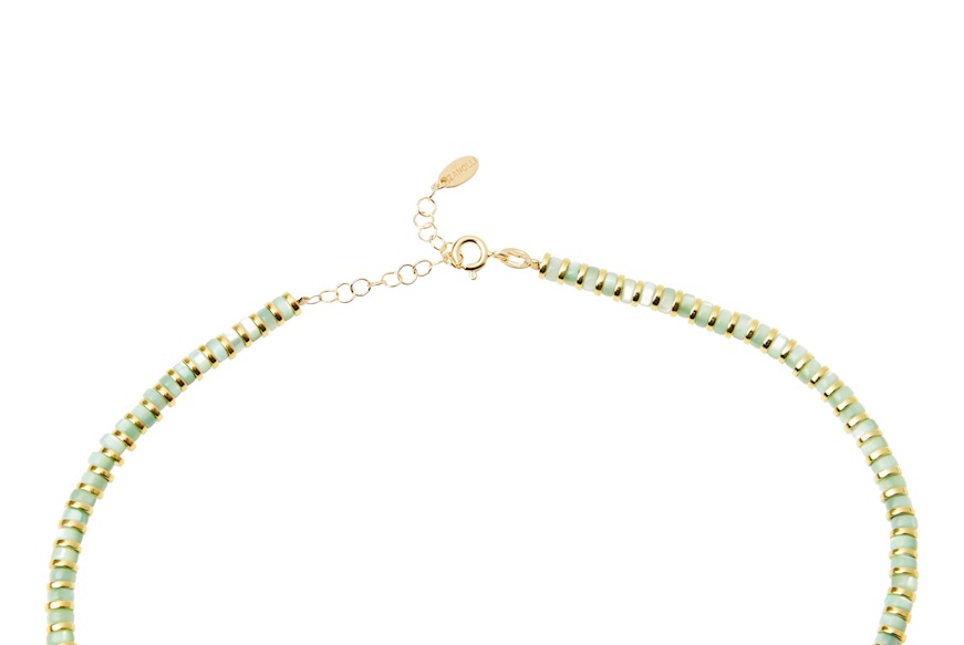 Collana argento dorato con tondi in ceramica verde acqua Selezione Zanolli