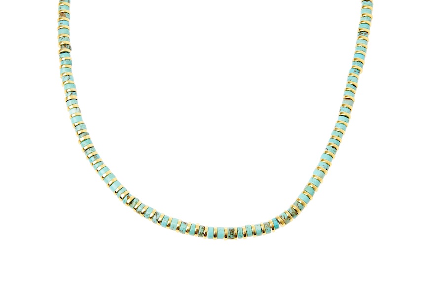 Collana argento dorato con tondi in ceramica verde chiaro Selezione Zanolli