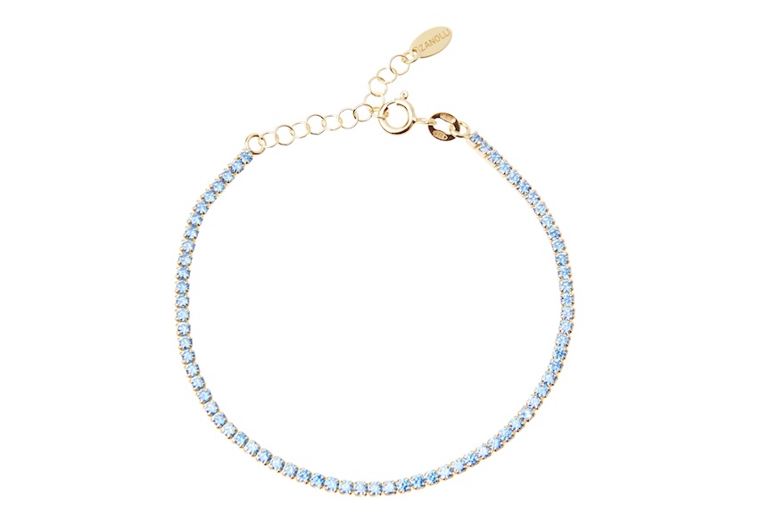 Tennis Bracelet silver gilt with blue zircons Selezione Zanolli
