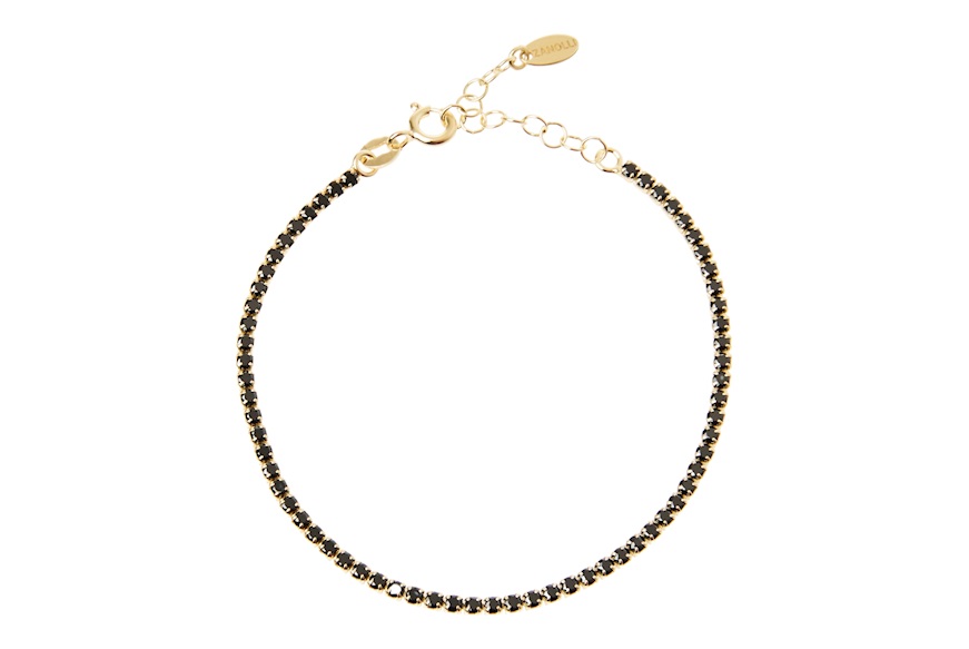 Bracciale Tennis argento dorato con zirconi neri Selezione Zanolli