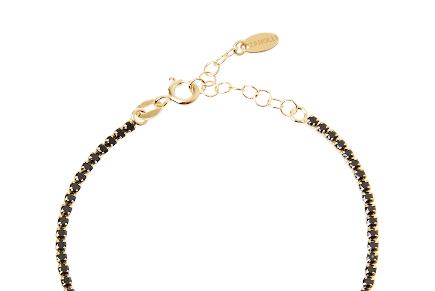 Bracciale Tennis argento dorato con zirconi neri Selezione Zanolli