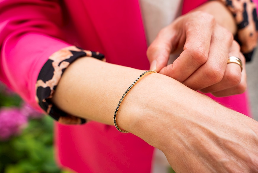 Bracciale Tennis argento dorato con zirconi neri Selezione Zanolli