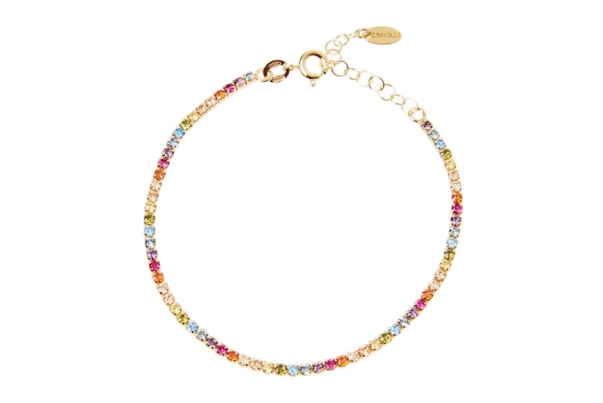 Bracciale Tennis argento dorato con zirconi multicolore Selezione Zanolli