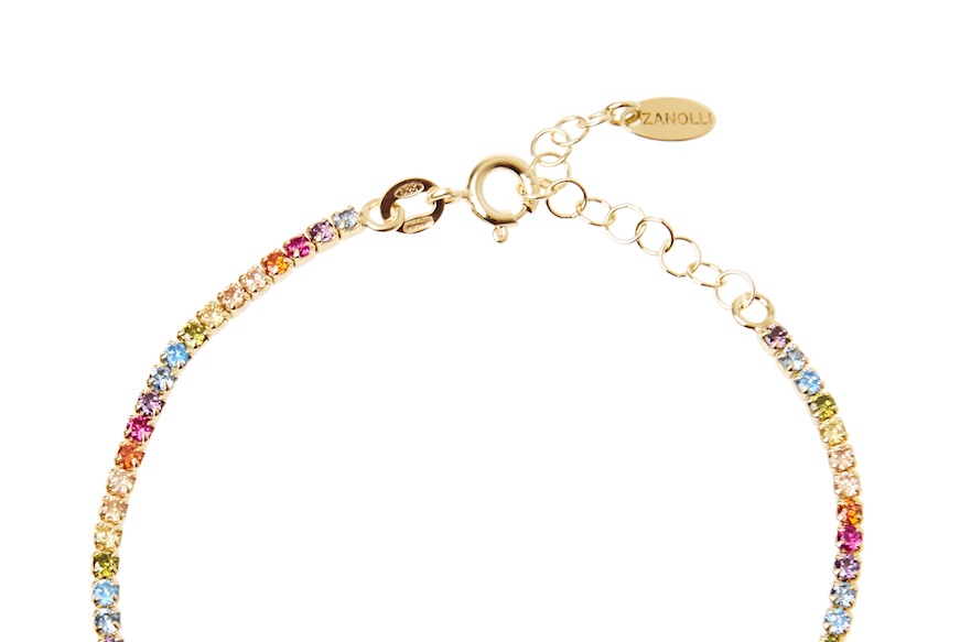 Bracciale Tennis argento dorato con zirconi multicolore Selezione Zanolli