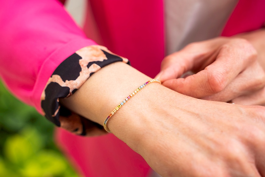 Bracciale Tennis argento dorato con zirconi multicolore Selezione Zanolli