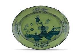 Vassoio ovale Oriente Italiano Malachite porcellana Richard Ginori