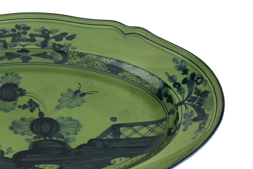 Vassoio ovale Oriente Italiano Malachite porcellana Richard Ginori