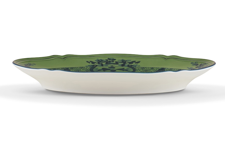 Vassoio ovale Oriente Italiano Malachite porcellana Richard Ginori