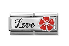 Love Composable acciaio argento e zirconi Nomination