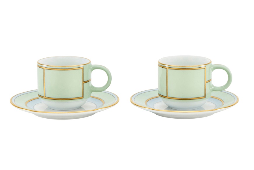 Set tazze caffè Diva porcellana verde con piattino Richard Ginori