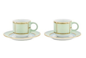 Set tazze caffè Diva porcellana verde con piattino Richard Ginori