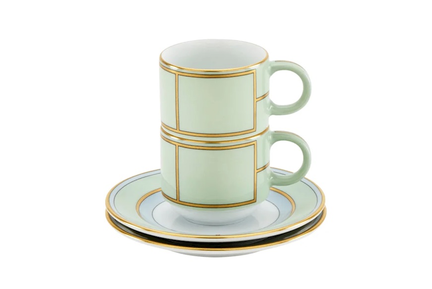 Set tazze caffè Diva porcellana verde con piattino Richard Ginori