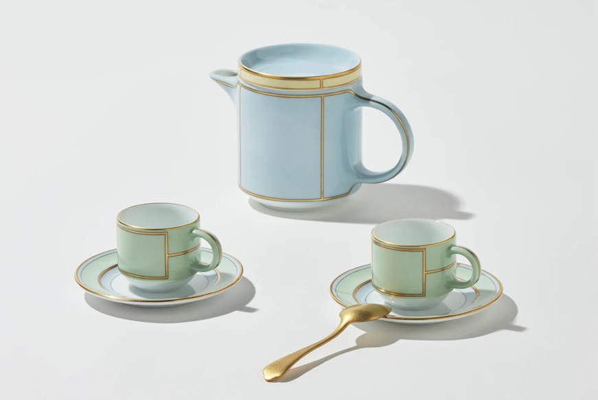 Set tazze caffè Diva porcellana verde con piattino Richard Ginori