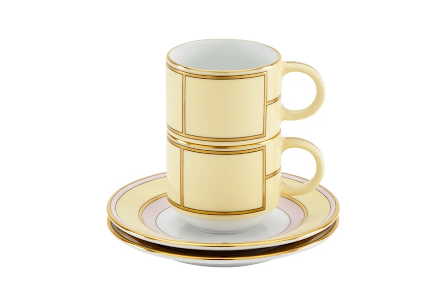 Set tazze caffè Diva porcellana giallo con piattino Richard Ginori