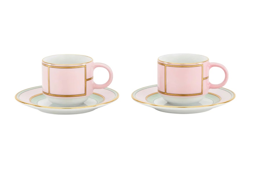 Set tazze caffè Diva porcellana rosa con piattino Richard Ginori