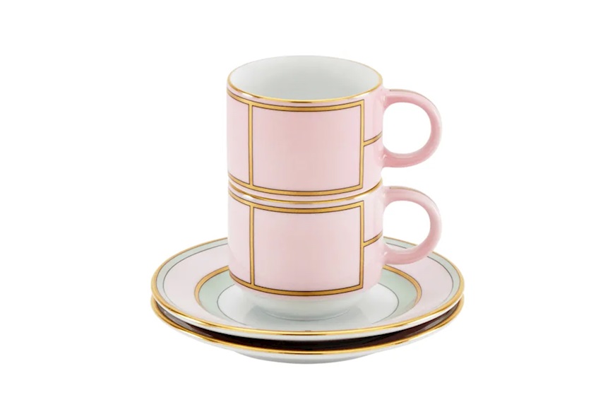 Set tazze caffè Diva porcellana rosa con piattino Richard Ginori