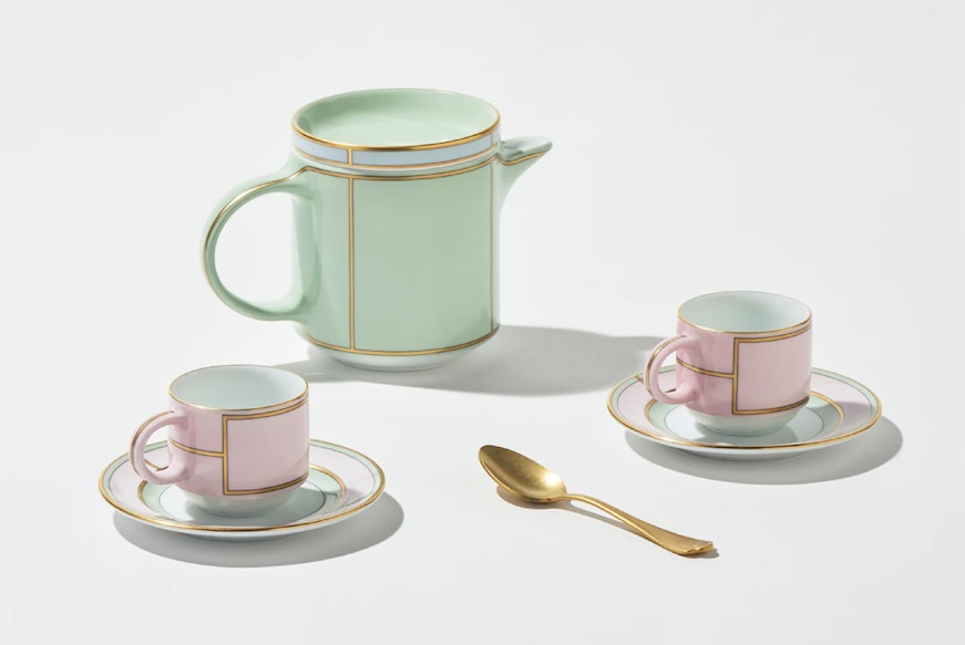 Set tazze caffè Diva porcellana rosa con piattino Richard Ginori