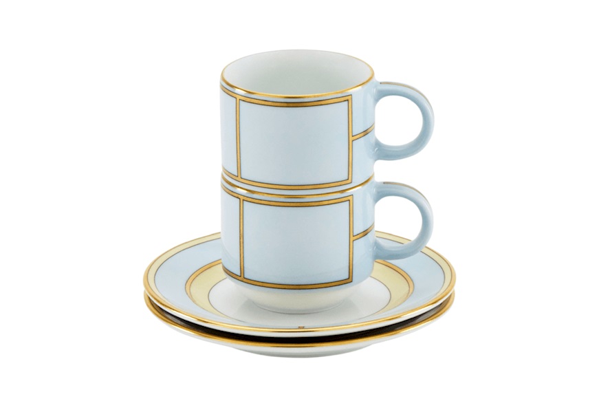 Set tazze caffè Diva porcellana celeste con piattino Richard Ginori
