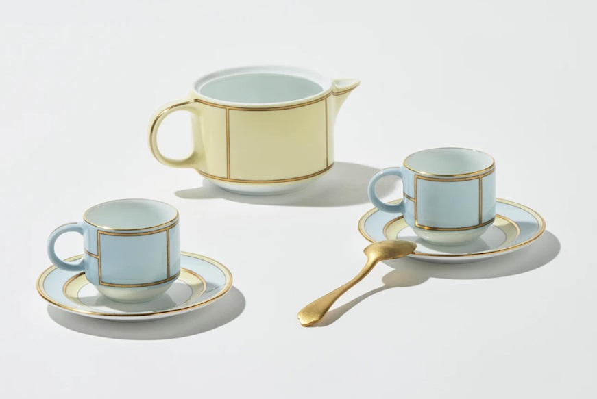 Set tazze caffè Diva porcellana celeste con piattino Richard Ginori