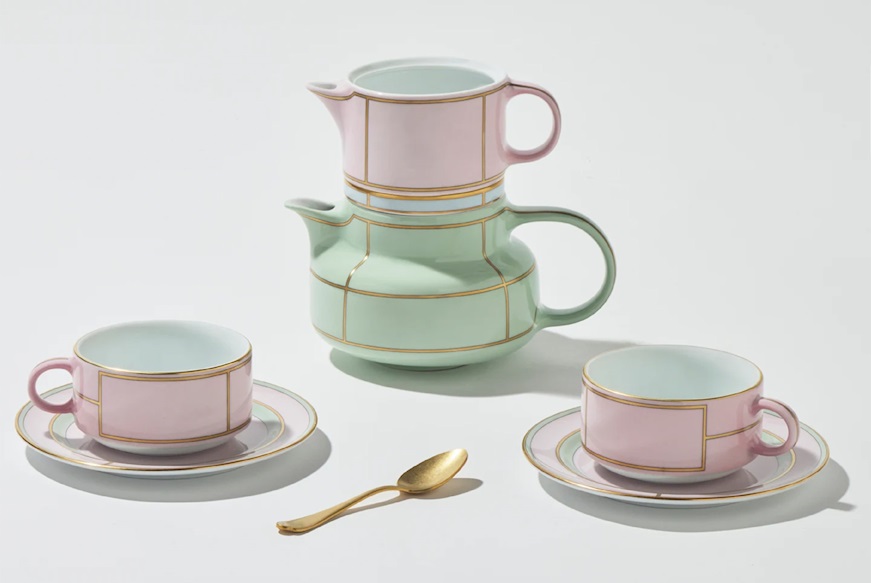 Set tazze te Diva porcellana rosa con piattino Richard Ginori