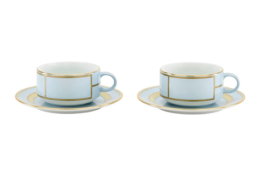 Set tazze te Diva porcellana celeste con piattino Richard Ginori