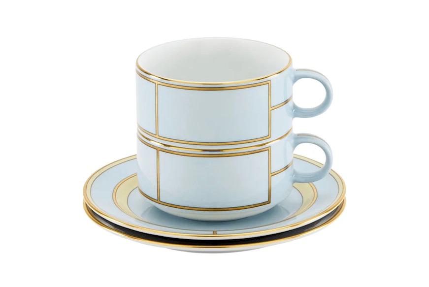 Set tazze te Diva porcellana celeste con piattino Richard Ginori