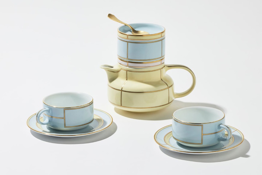 Set tazze te Diva porcellana celeste con piattino Richard Ginori