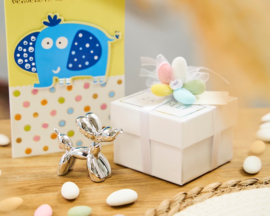 Bomboniera Cane palloncino argento con ciuffo portaconfetti Selezione Zanolli