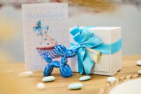 Cane palloncino azzurro con nastro Selezione Zanolli