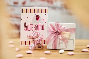 Cane palloncino fuxia con nastro Selezione Zanolli