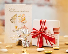 Balloon dog silver with ribbon Selezione Zanolli