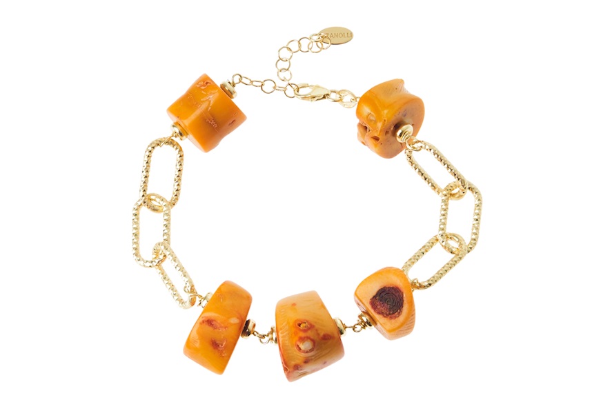 Bracciale argento dorato con bamboo arancio Selezione Zanolli