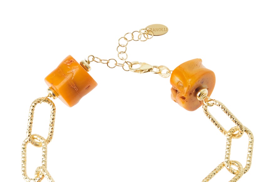 Bracciale argento dorato con bamboo arancio Selezione Zanolli